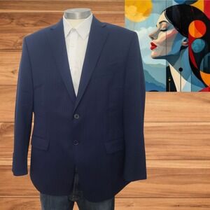 Collection by Michael Strahan Blazer Sport Coat Suit Jacket Blue Wool  Blend 42S